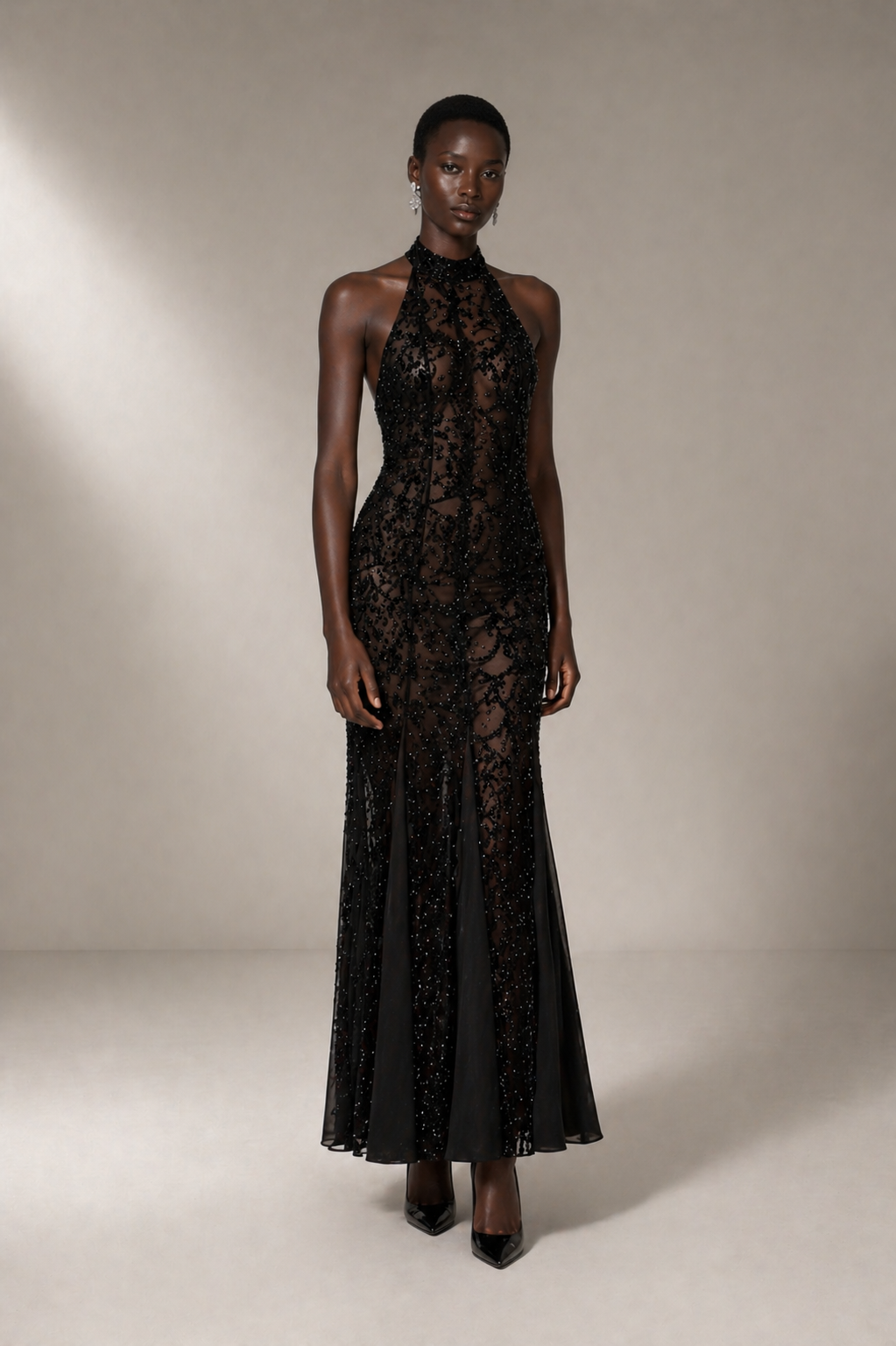 Calista Sequin Halter Dress